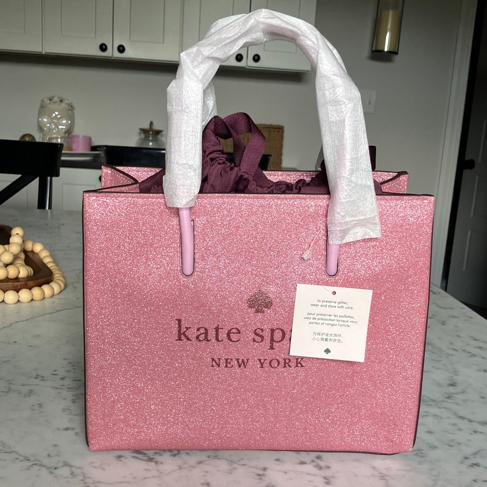 kate spade Glitter Pink Tote with Drawstring Pouch 💕